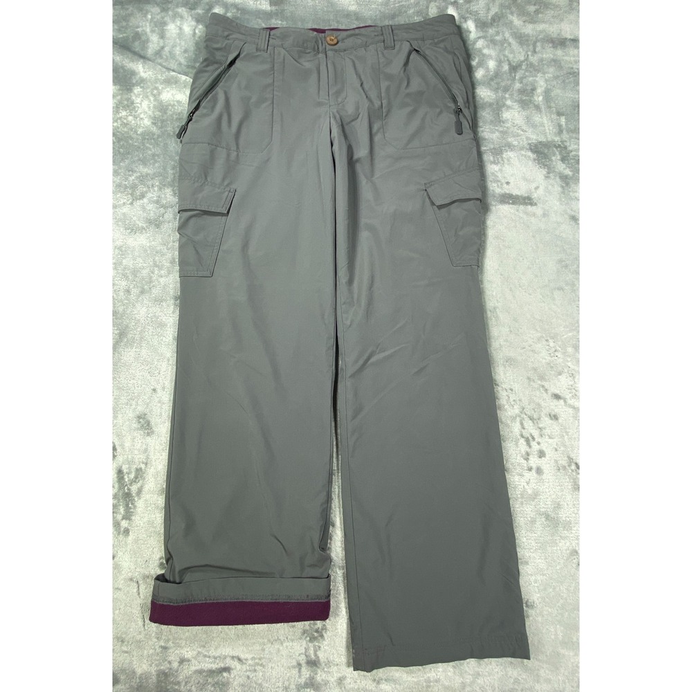 Eddie Bauer Fleece Lined Cargo Pants Womens 14 Gray Soft Shell Hiking Outdoor